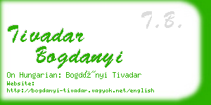 tivadar bogdanyi business card